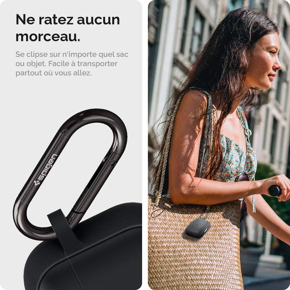 Coque De Protection Silicone Avec Mousqueton Pour AirPods 3 - Antichoc - Noire - Générique